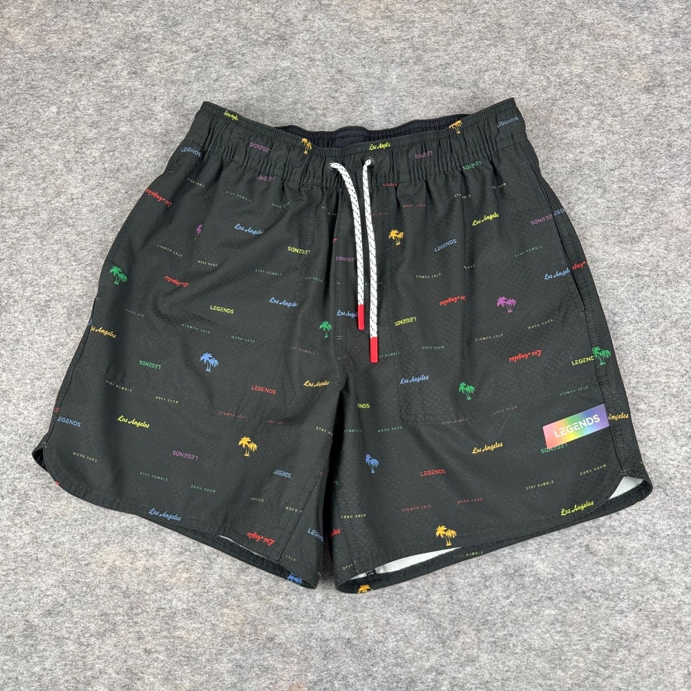 Legends Luka Shorts 6" Zip Pocket Black Los Angeles Colorful Mens Small S